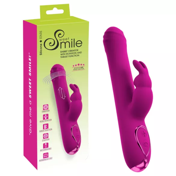 Sweet Smile - stūmējs, rotējošs klitora roktura vibrators (rozā)