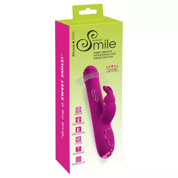 Sweet Smile - stūmējs, rotējošs klitora roktura vibrators (rozā)