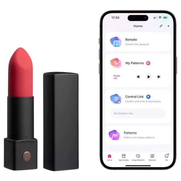 Lovense Exomoon - lūpu krāsas formas mini vibrators (melns)
