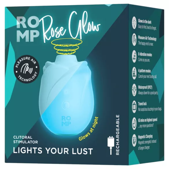 ROMP Rose Glow - gaisa viļņu klitora stimulators (zils)