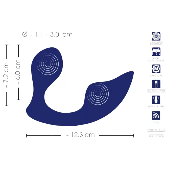 SMILE - tālvadības anālais un biksīšu vibrators zils