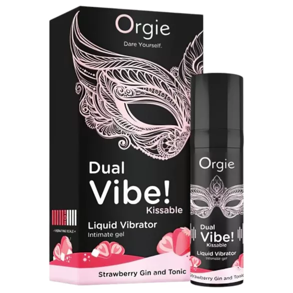 Orgie Dual Vibe - uniseksa šķidrais vibrators - zemeņu - džina tonika garša (15 ml)
