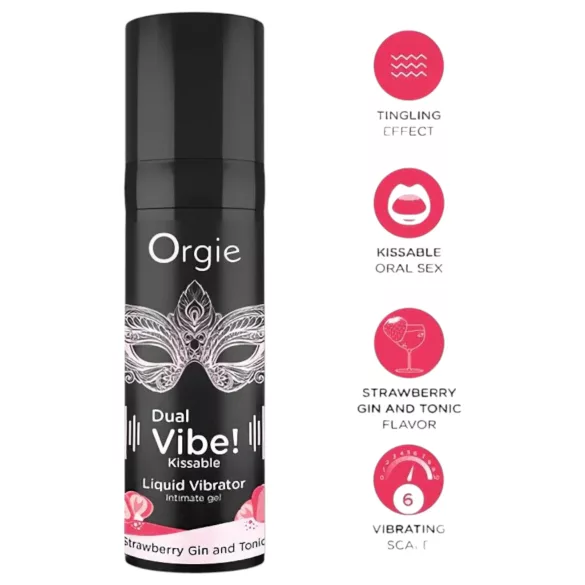 Orgie Dual Vibe - uniseksa šķidrais vibrators - zemeņu - džina tonika garša (15 ml)