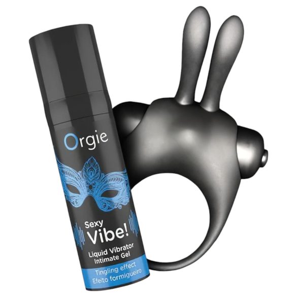 Orgie Bunny - vibrējošo dzimumlocekļa gredzenu komplekts (melns)