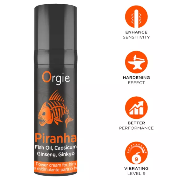 Orgie Piranha Power Cream - Stimurējošs potences krēms vīriešiem (15 ml)