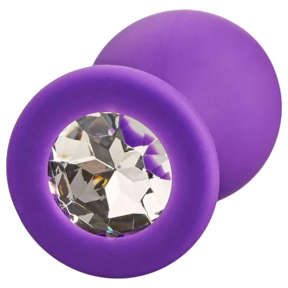 Baseks - silikona anālais aizbāznis ar kristāliņu (violets) - 8 cm