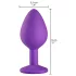 Baseks - silikona anālais aizbāznis ar kristāliņu (violets) - 8 cm