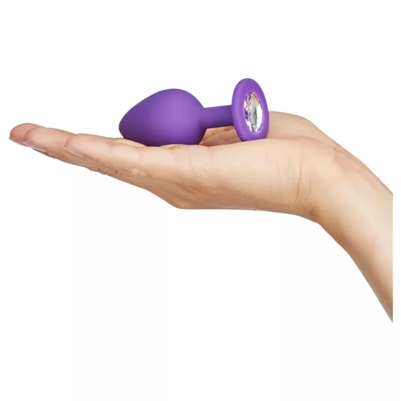 Baseks - silikona anālais aizbāznis ar kristāliņu (violets) - 8 cm