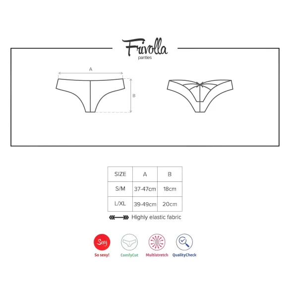 Obsessive Frivolla - pikantās melnās sieviešu mežģīņu biksītes - L/XL