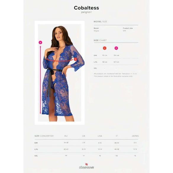 Obsessive Cobaltess - mežģīņu halāts (zils) - L/XL