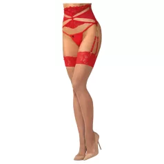   Obsessive Matildea - mežģīņu augšstilba zeķes sarkanas - L/XL