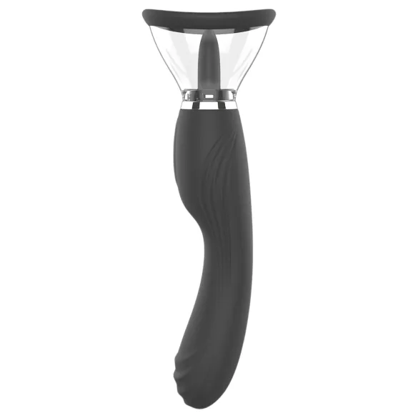 Sweet Play - 2in1 vibrators ar klitora laizīšanas mēlīti un sūkšanu (melns)