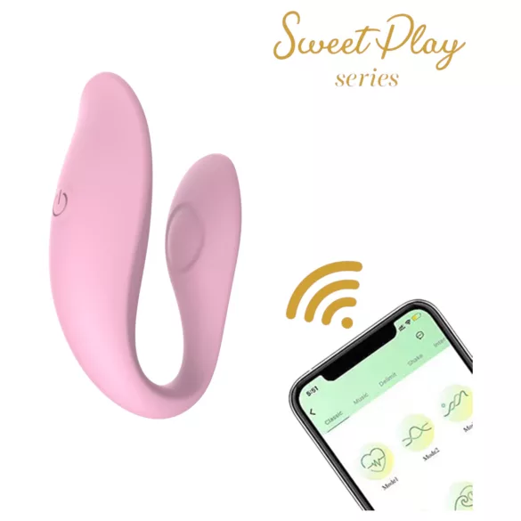 Sweet Play - lietotnes vadāms pāra vibrators (rozā)
