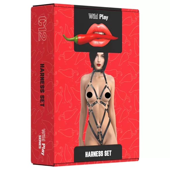 Wild Play - sieviešu bodijs ar siksnām melns