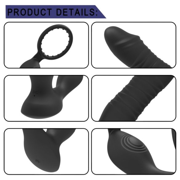 Men's Play - anālais vibrators ar attālinātu vadību melns