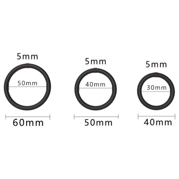 Men's Play - dzimumlocekļa gredzenu komplekts, melns, 3 gab.