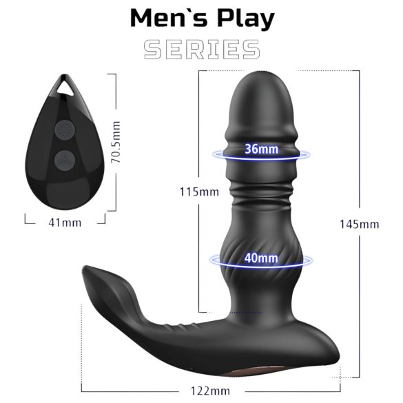 Men's Play - prostatas vibrators ar kustību funkciju melns