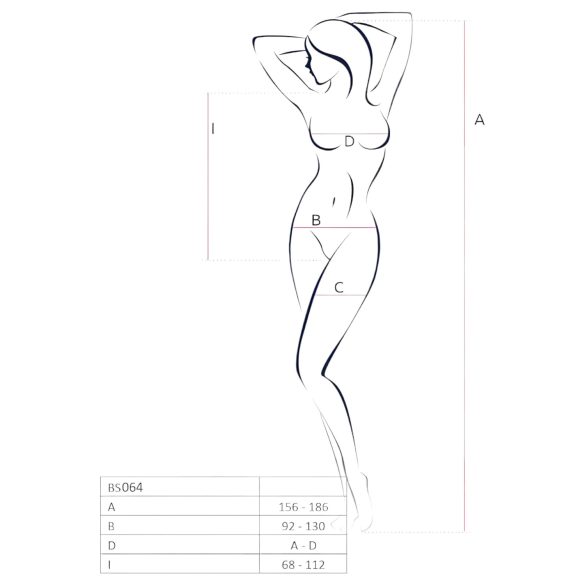 Passion BS064 - atvērts acs bodijs (sarkans) - S-L