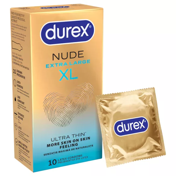 Durex Nude XL - īpaši lieli prezervatīvi (10 gab.)