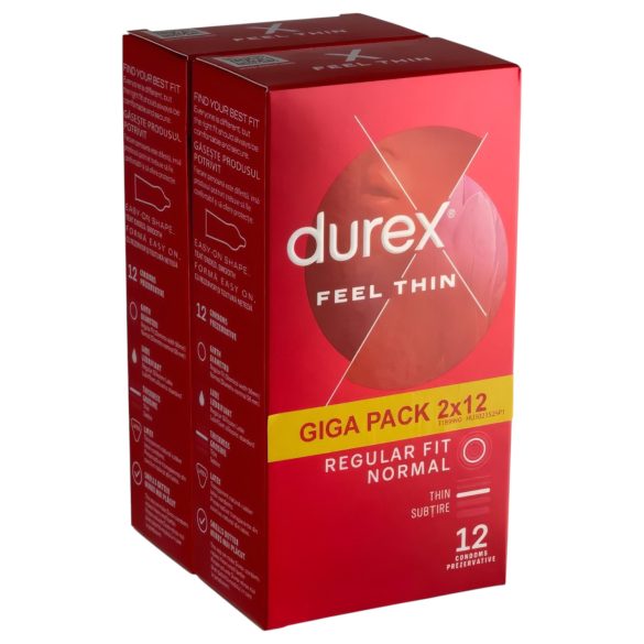 Durex Feel Thin - reāla sajūta prezervatīvu komplekts (2x12 gab.)