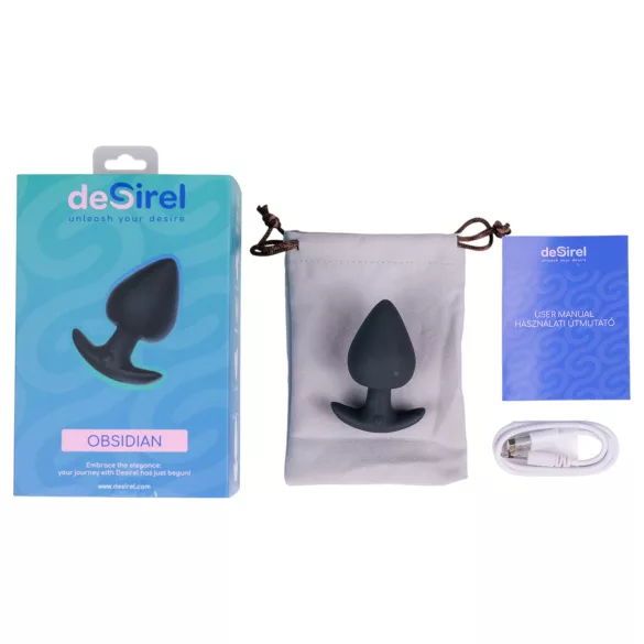 Desirel Obsidian - ar aplikāciju vadāms anālais vibrators (melns)