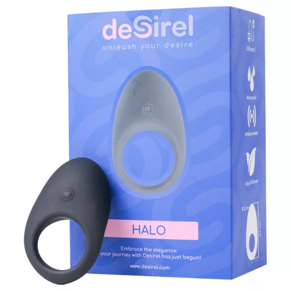 Desirel Halo - vīriešu vibrējošs erekcijas gredzens silikona melns