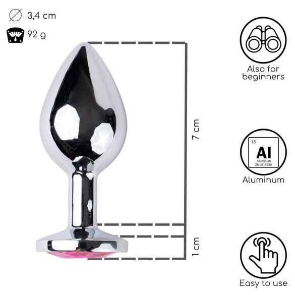 Desirel anālais plug ar rozā rotājumu M izmērs sudraba-rozā