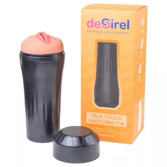Desirel True Touch - vibrējoša reālistiska maksts, dabiska/melna