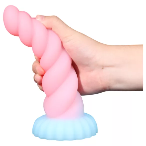 OgazR - vienradža dildo, spīdošs, 22 cm, varavīksnes krāsas