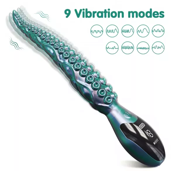 Monster Fuck - vibrators ar polipiem, zaļš