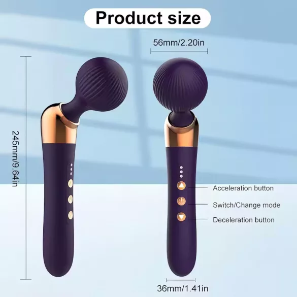 Izliekts - masāžas vibrators - uzlādējams - melns