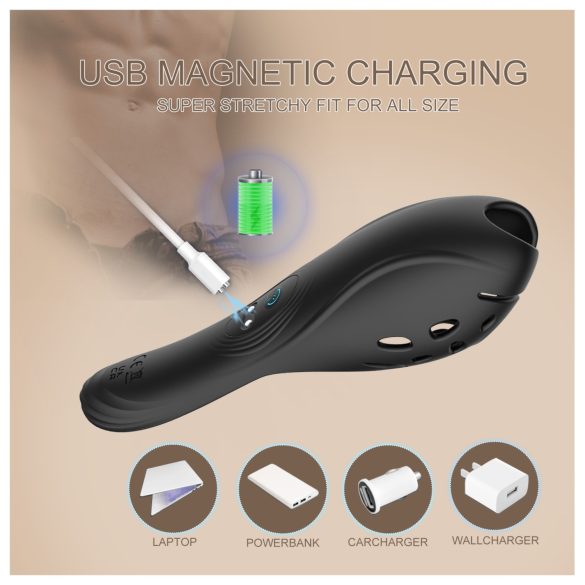 Biu-Biu - vīriešu vibrators dzimumloceklim melns