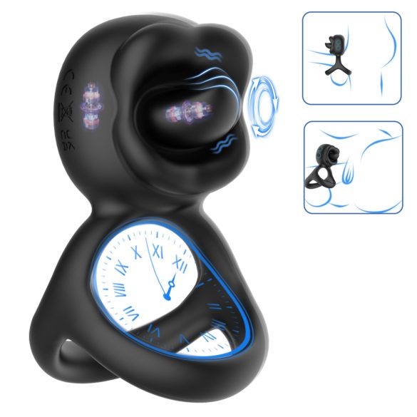 Biu-Biu - penisam gredzens un klitora vibrators ar laizīšanas funkciju melns