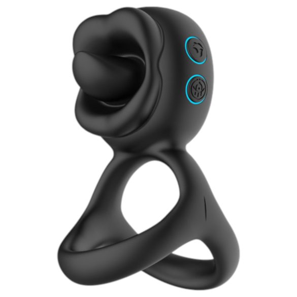 Biu-Biu - penisam gredzens un klitora vibrators ar laizīšanas funkciju melns