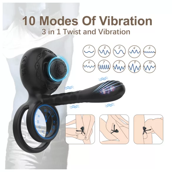 Biu-Biu - pāra vibrators un dzimumlocekļa gredzens melns