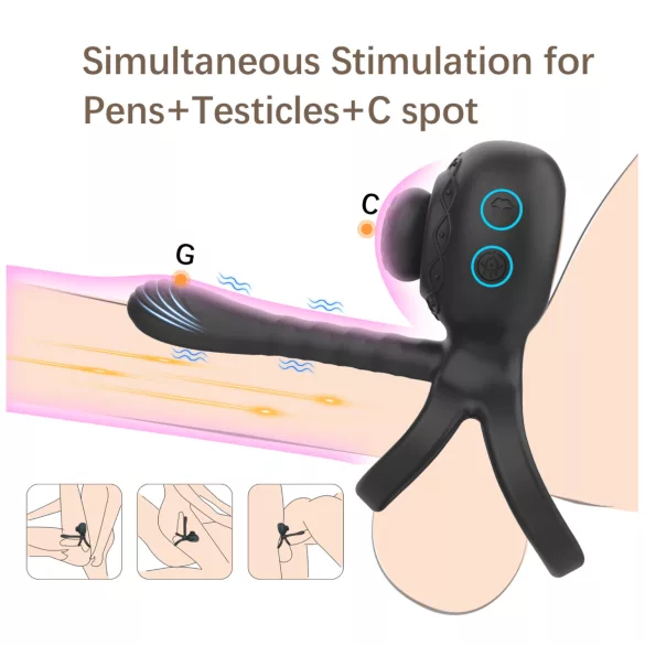 Biu-Biu - pāra vibrators un dzimumlocekļa gredzens melns