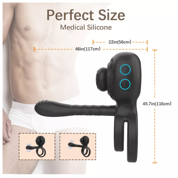 Biu-Biu - pāra vibrators un dzimumlocekļa gredzens melns