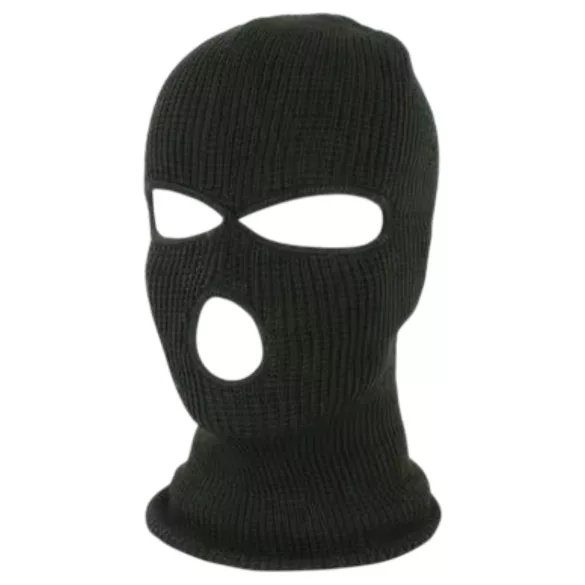 Balaclava - adītā maska ar 3 atverēm, melna