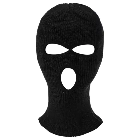 Balaclava - adītā maska ar 3 atverēm, melna