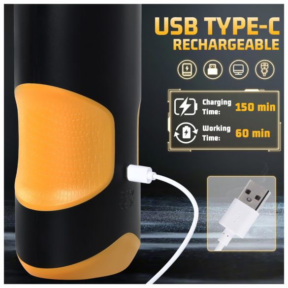 Lonely - masturbators rotaļlieta ar stumšanas un griešanās funkciju melna