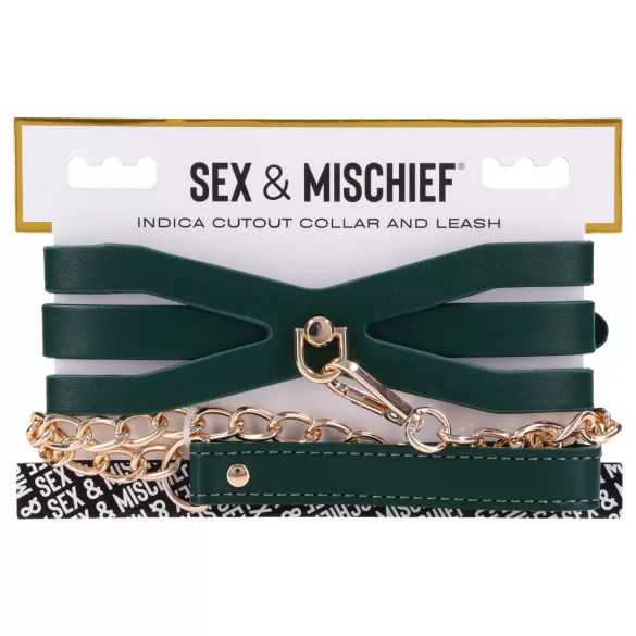 Sportsheets - kakla siksna ar pavadu zaļa