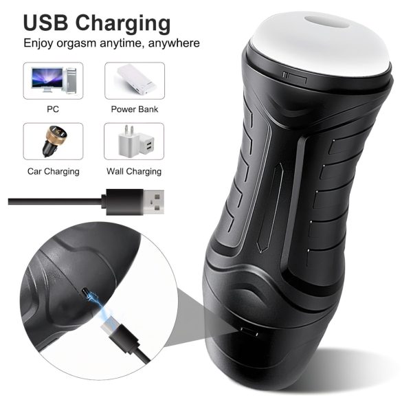 AlvUp - vīriešu masturbators ar sūkšanu un vibrāciju melns