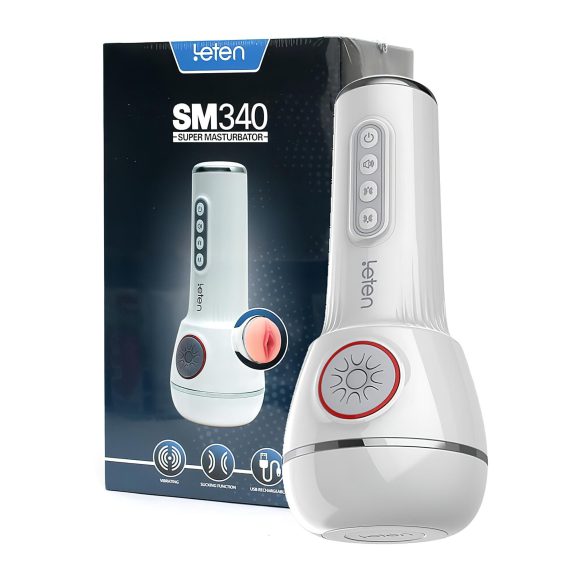 LETEN SM340 - akumulators, vibrējošs, sūcošs, stenējošs masturbators