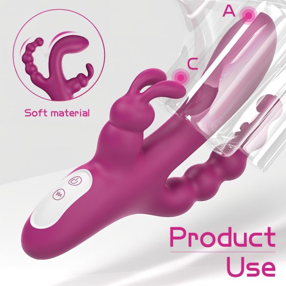 Sex HD Joker - trīszaru vibrators uzlādējams ūdensizturīgs violets