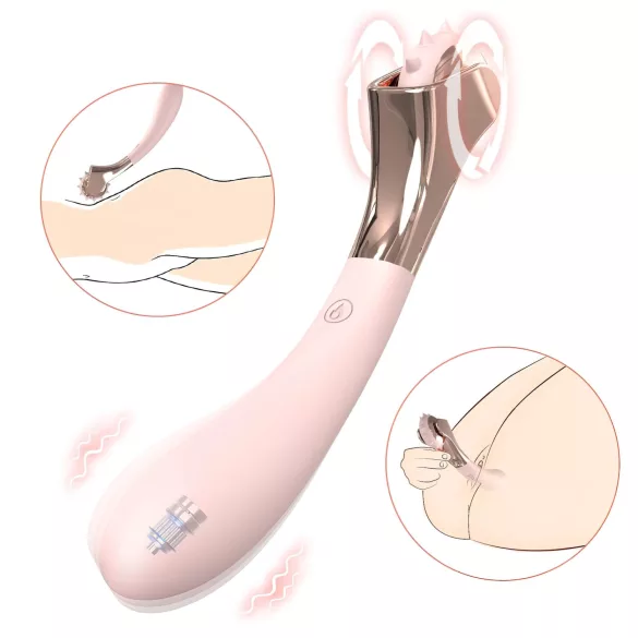 Sex HD - vibrators ar akumulatoru un stimulējošu riteni rozā krāsā, ūdensizturīgs