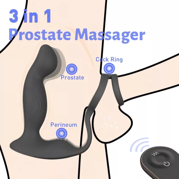 Sex HD Virgil - vīriešu prostatas vibrators ar dzimumlocekļa un sēklinieku