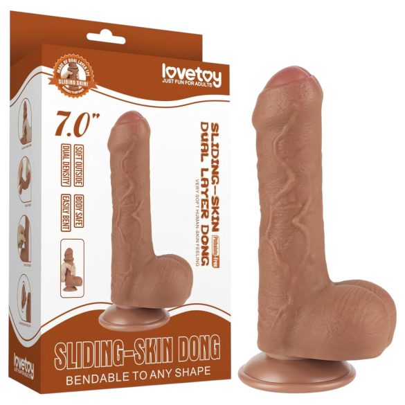 Lovetoy Sliding-Skin - sēklinieku divslāņu dildo - 18,3 cm (dabisks)