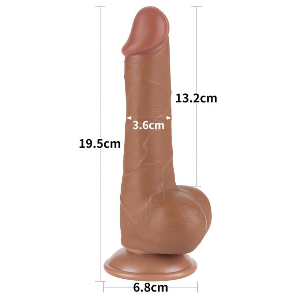 Lovetoy Sliding-Skin - divslāņu dildo ar sēkliniekiem - 19,5 cm (dabīgs)