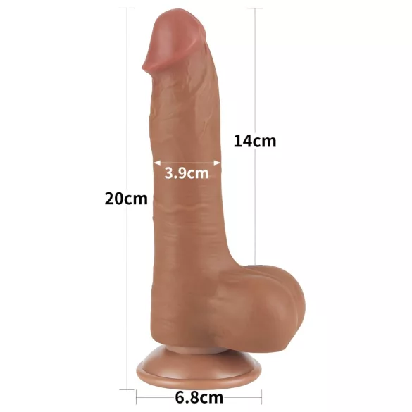 Lovetoy divslāņu dildo ar sēkliniekiem 20,8 cm tumši miesas krāsa