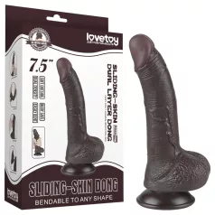 Lovetoy divslāņu dildo ar piesūcekni 19,5 cm brūns